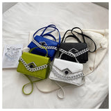 Women Messenger Bags Solid Chain Handbags Stripe Horizontal Square Shoulder Bags