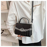Women Messenger Bags Solid Chain Handbags Stripe Horizontal Square Shoulder Bags