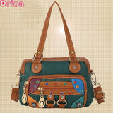 Women Soft Pu Leather Crossbody Bags Contrasting Washed Le