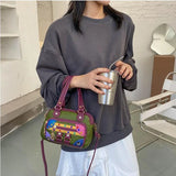 Women Soft Pu Leather Crossbody Bags Contrasting Washed Le