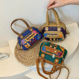 Women Soft Pu Leather Crossbody Bags Contrasting Washed Le