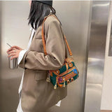 Women Soft Pu Leather Crossbody Bags Contrasting Washed Le