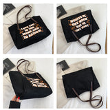Canvas Letter Handbags Womens Shoulder Bags