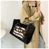 Canvas Letter Handbags Womens Shoulder Bags