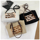 Canvas Letter Handbags Womens Shoulder Bags