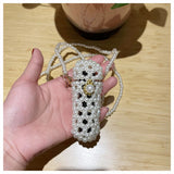 Mini Lipstick Shoulder Bag with Pearl Braided Detail