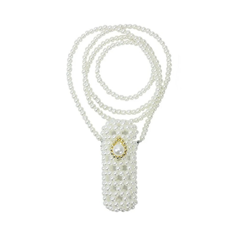 Mini Lipstick Shoulder Bag with Pearl Braided Detail