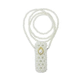 Mini Lipstick Shoulder Bag with Pearl Braided Detail