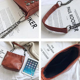 Vintage Bucket Shoulder Bags PU Leather Rivet Totes