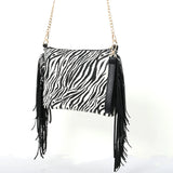 Banma Pattern Tassel Shoulder Bag Crossbody Clutch Chain Bag