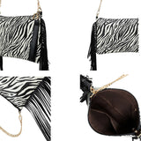 Banma Pattern Tassel Shoulder Bag Crossbody Clutch Chain Bag