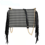 Banma Pattern Tassel Shoulder Bag Crossbody Clutch Chain Bag