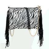 Banma Pattern Tassel Shoulder Bag Crossbody Clutch Chain Bag