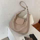 Retro Handbags Large Capacity Casual Underarm Pu Leather Solid Vintage Bags