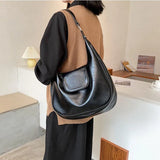 Retro Handbags Large Capacity Casual Underarm Pu Leather Solid Vintage Bags