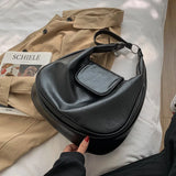 Retro Handbags Large Capacity Casual Underarm Pu Leather Solid Vintage Bags