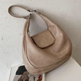 Retro Handbags Large Capacity Casual Underarm Pu Leather Solid Vintage Bags