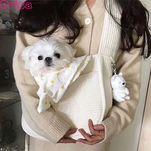 Canvas Messenger Bag for Women Shoulder Pet Dog Cat Backpack