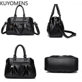 3-Layer High Leather Handbag Purse Women Large Capacity Shoulder Crossbody Tote
