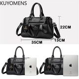3-Layer High Leather Handbag Purse Women Large Capacity Shoulder Crossbody Tote