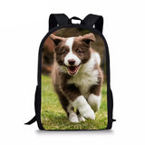 Border Collie Puppy Backpack Personality Double Shoulder Bags