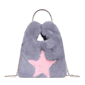 Women Winter Cross Body Bag Faux Fur Shoulder Handbag
