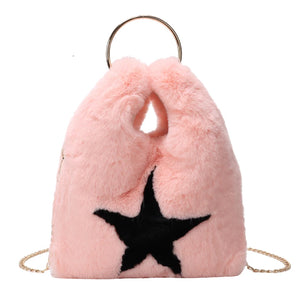 Women Winter Cross Body Bag Faux Fur Shoulder Handbag