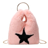 Women Winter Cross Body Bag Faux Fur Shoulder Handbag
