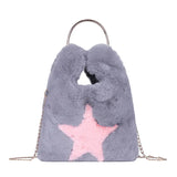 Women Winter Cross Body Bag Faux Fur Shoulder Handbag