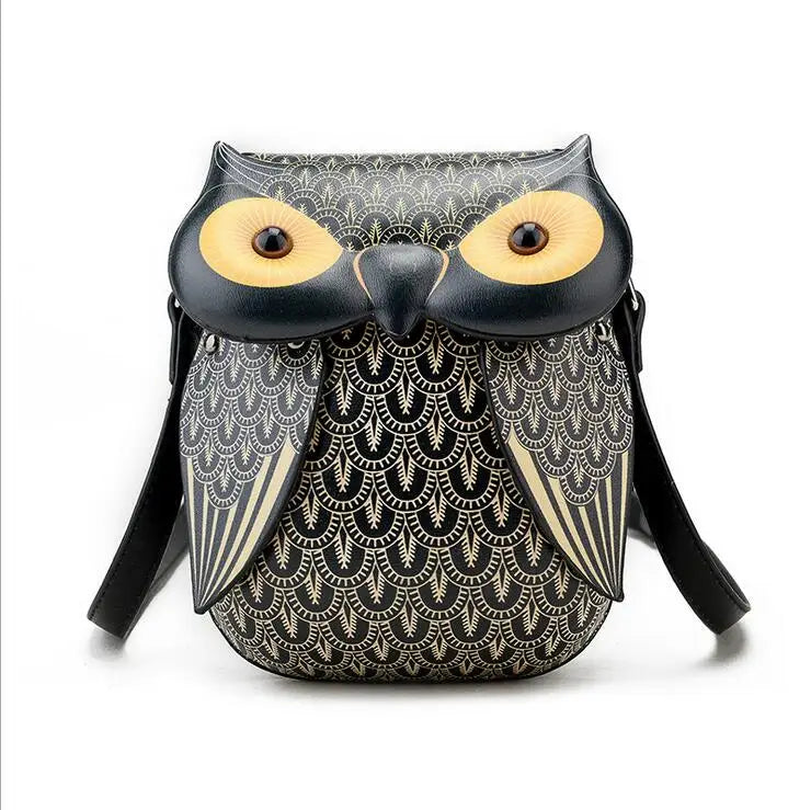 3D Owl Phone Shoulder Bag Women PU Leather Messenger Bag