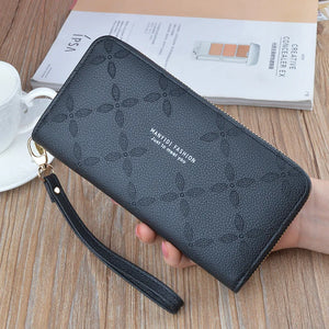 Embossed Long Zipper Ladies Wallet Clutch