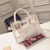 2pcs Women Clear Transparent Shoulder Bag Jelly Candy Summer Beach Handbag