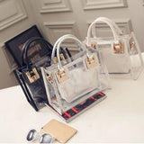 2pcs Women Clear Transparent Shoulder Bag Jelly Candy Summer Beach Handbag