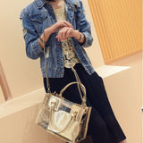 2pcs Women Clear Transparent Shoulder Bag Jelly Candy Summer Beach Handbag