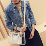 2pcs Women Clear Transparent Shoulder Bag Jelly Candy Summer Beach Handbag