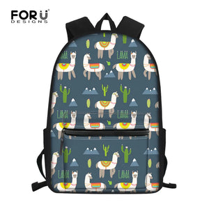 Alpaca Backpack for Teen Girls School Bag Kids Book Bag Polyester Mochila