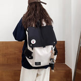 Large Capacity Backpack Contrast College Students Personality Schoolbag Women