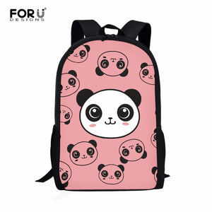 Kids Comfortable 16 Inch School Bag Cartoon Panda Pattern Backpack