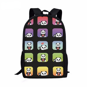 Kids Comfortable 16 Inch School Bag Cartoon Panda Pattern Backpack