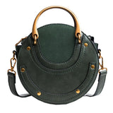 Round Metal Ring Handbag Small Shoulder Bag Women Mini Circle Bag