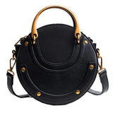 Round Metal Ring Handbag Small Shoulder Bag Women Mini Circle Bag