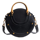 Round Metal Ring Handbag Small Shoulder Bag Women Mini Circle Bag