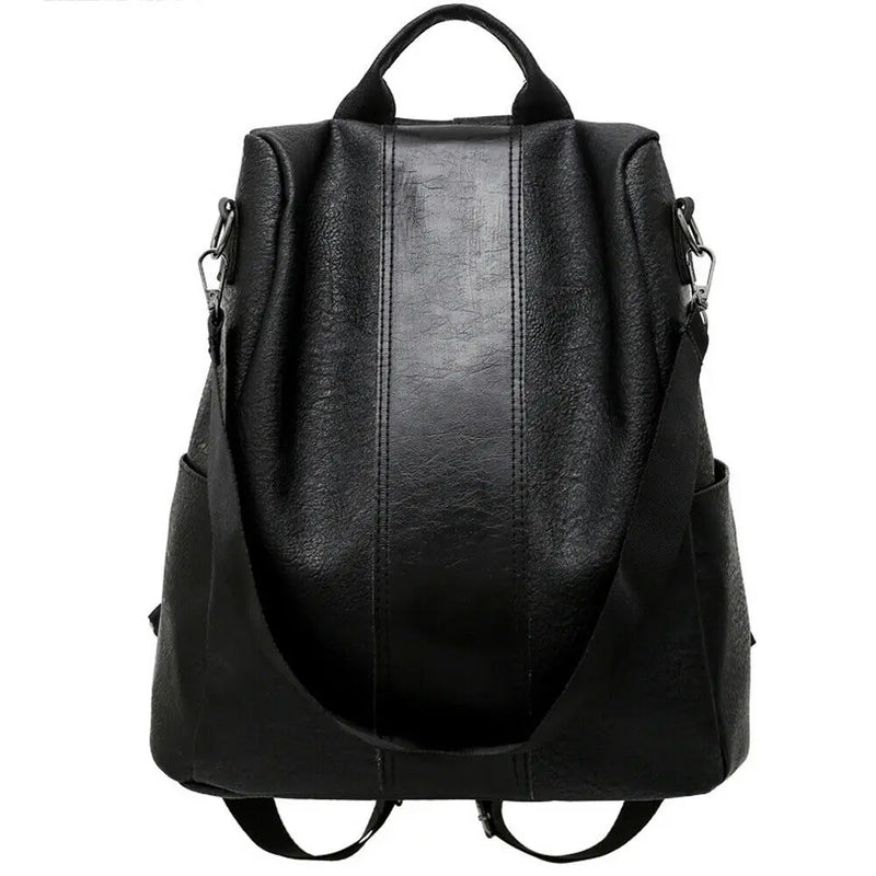 Women Brown Leather Travel Backpack Waterproof Shoulder School Bag