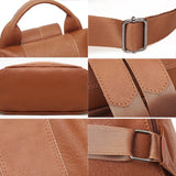 Women Brown Leather Travel Backpack Waterproof Shoulder School Bag