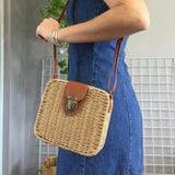 Hand-woven Straw Bag Women Small Shoulder Boho Beach Bag Crossbody Travel