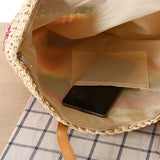 Rainbow Contrast Stripe Straw Shoulder Bag Beach Forest Women's Casual Handbag