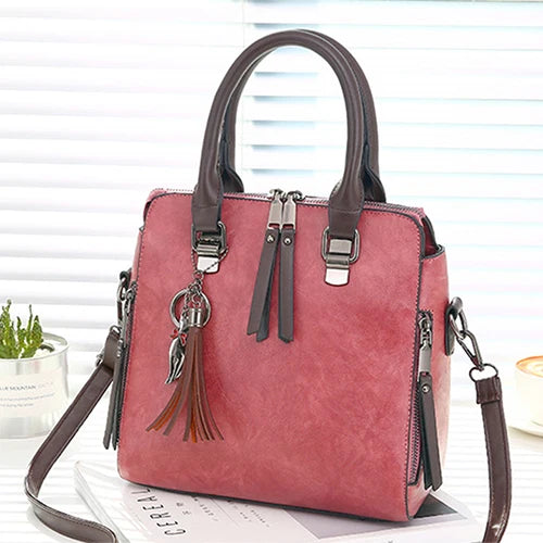 Vintage Leather Ladies HandBags Women Messenger Bags Totes Tassel Crossbody