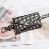 Women Waist Bag Punk Leather Belt Fanny Pack Rivet Hip Hop Waist Pack