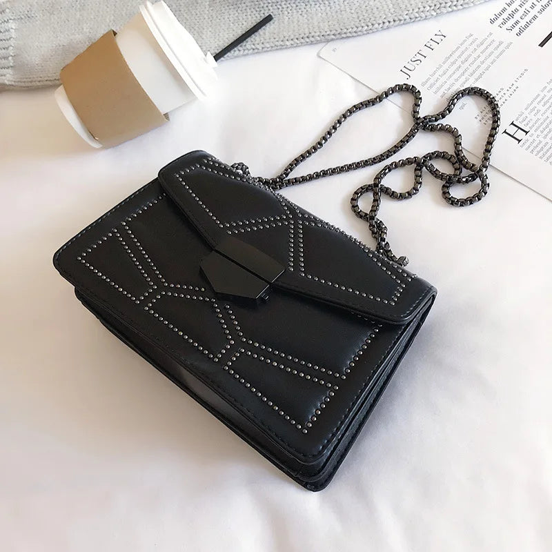 Women's Chain Shoulder Small Square Bag Soft Leather Messenger Bags