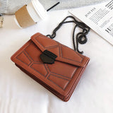 Women's Chain Shoulder Small Square Bag Soft Leather Messenger Bags